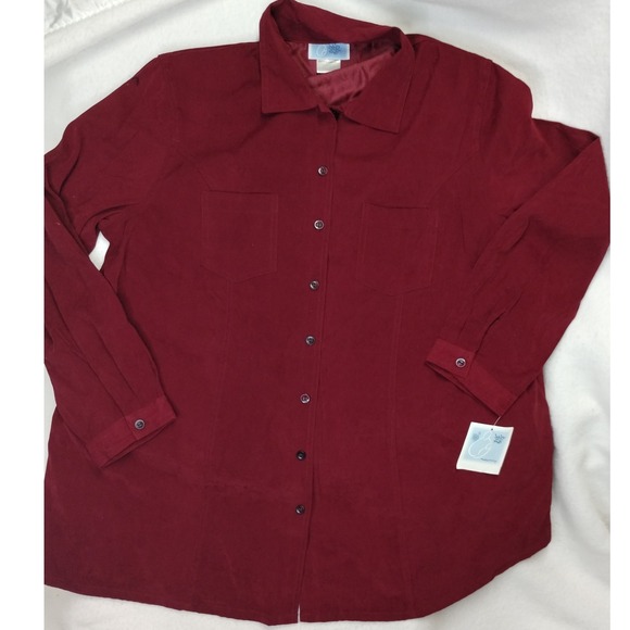 Baby and Me Burgundy Button Down Shirt Blouse Women's XL NWT with double pockets - Picture 3 of 12